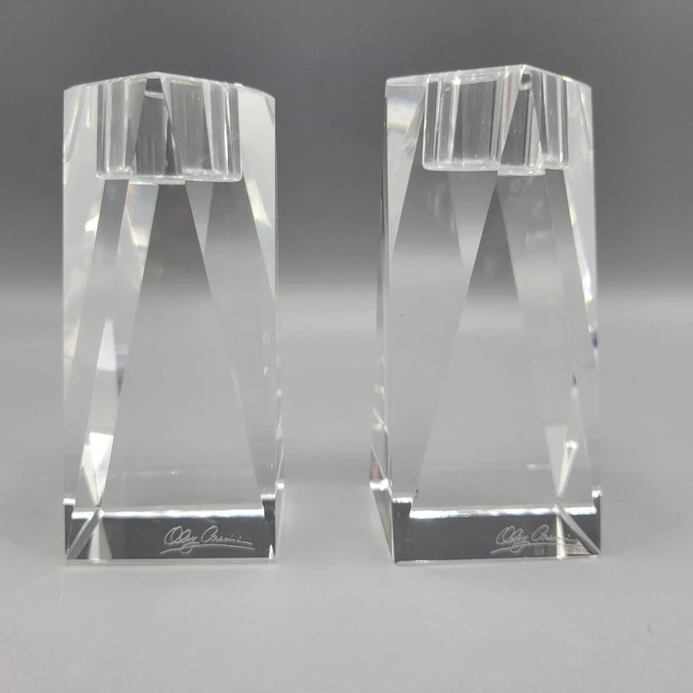 Oleg Cassini Crystal Candlestick Set Of 2 Brigitte 4